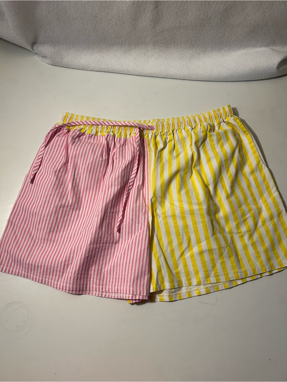 Boutique Women’s Pink & Yellow Striped Button-Down Short Set - Picture 2 of 8